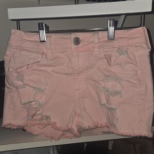 American Eagle Outfitters Pink Distressed Jean Shorts Size 2